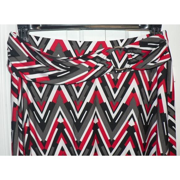 Rebecca Taylor O-Ring Chevron Print Maxi Skirt Red/Black/Grey/White Small $130 - Picture 2 of 5